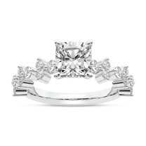 IGI Certified 1 Carat Cushion Shape Lab Grown Diamond Engagement Ring | 14K White Gold | Dorothea Side Stone Diamond Ring | FG-VS1-VS2 Quality Friendly Diamonds