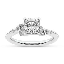 IGI Certified 1 Carat Cushion Shape Lab Grown Diamond Engagement Ring | 14K White Gold | Emmeline Crisscross Side Stone Diamond Ring | FG-VS1-VS2 Quality Friendly Diamonds