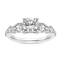 IGI Certified 1 Carat Cushion Shape Lab Grown Diamond Engagement Ring | 14K White Gold | Frances Side Stone Diamond Ring | FG-VS1-VS2 Quality Friendly Diamonds