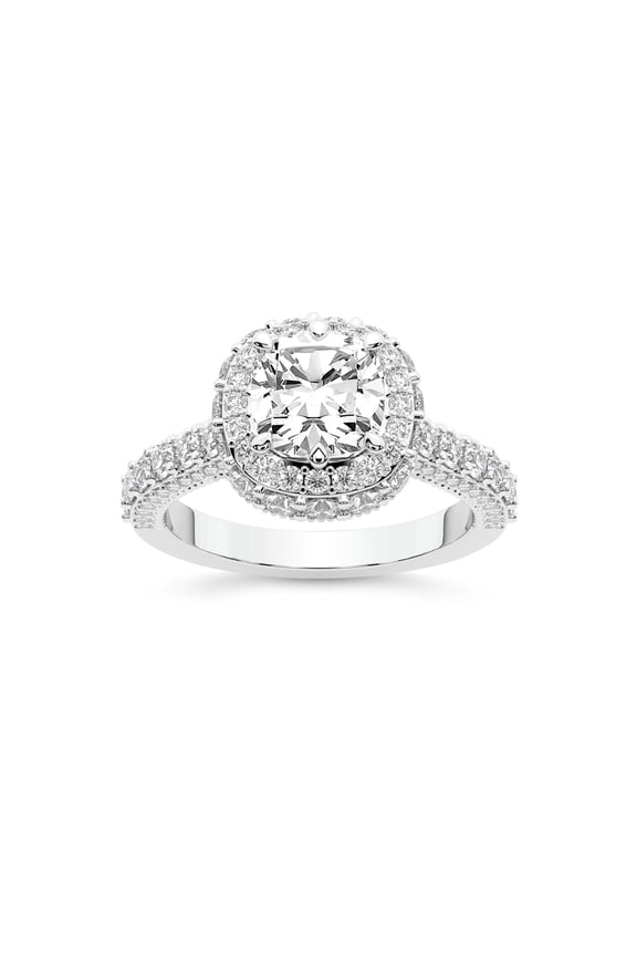 IGI Certified 1 Carat Cushion Shape Lab Grown Diamond Engagement Ring | 14K White Gold | Luxoré Vintage Allure Diamond Ring | FG-VS1-VS2 Quality Friendly Diamonds