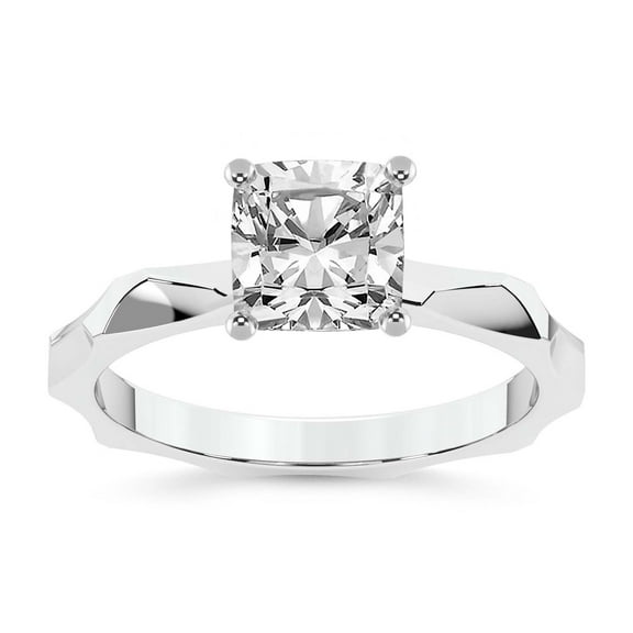 IGI Certified 1 Carat Cushion Shape Lab Grown Diamond Engagement Ring | 14K White Gold | Magnolia Texture Solitaire Diamond Ring | FG-VS1-VS2 Quality Friendly Diamonds