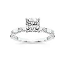 IGI Certified 1 Carat Cushion Shape Lab Grown Diamond Engagement Ring | 14K White Gold | Majestic Love Diamond Accent Ring | FG-VS1-VS2 Quality Friendly Diamonds