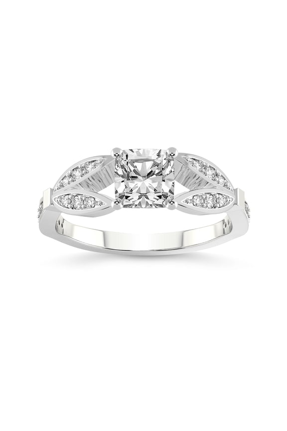 IGI Certified 1 Carat Cushion Shape Lab Grown Diamond Engagement Ring | 14K White Gold | Nova Split Shank Vintage Diamond Ring | FG-VS Quality Friendly Diamonds
