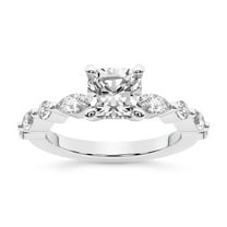 IGI Certified 1 Carat Cushion Shape Lab Grown Diamond Engagement Ring | 14K White Gold | Pamela Eternity Side Stone Diamond Ring | FG-VS1-VS2 Quality Friendly Diamonds
