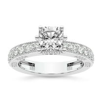 IGI Certified 1 Carat Cushion Shape Lab Grown Diamond Engagement Ring | 14K White Gold | Regalia Milgrain Diamond Ring | FG-VS Quality Friendly Diamonds