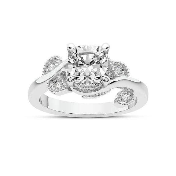 IGI Certified 1 Carat Cushion Shape Lab Grown Diamond Engagement Ring | 14K White Gold | Rosé Side Stone Diamond Ring | FG-VS1-VS2 Quality Friendly Diamonds
