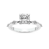 IGI Certified 1 Carat Cushion Shape Lab Grown Diamond Engagement Ring | 14K White Gold | Sheryl Marquise Side Stone Diamond Ring | FG-VS1-VS2 Quality Friendly Diamonds