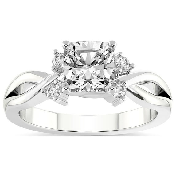 IGI Certified 1 Carat Cushion Shape Lab Grown Diamond Engagement Ring | 14K White Gold |Twisted Blossom Diamond Ring | FG-VS1-VS2 Quality Friendly Diamonds