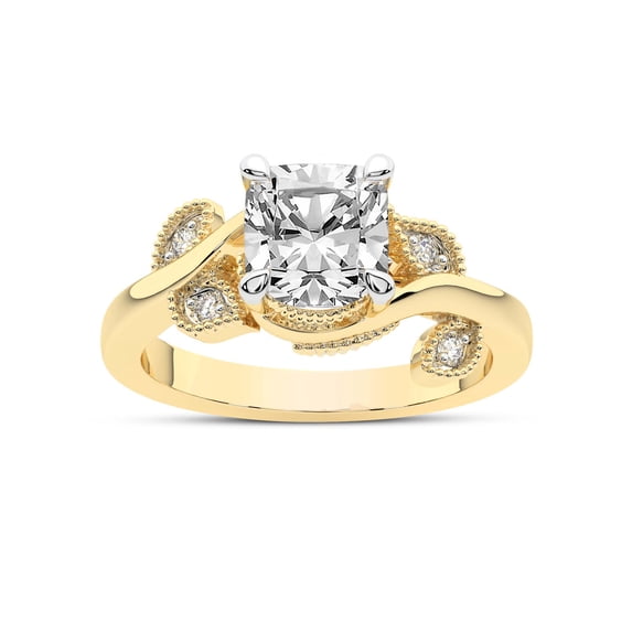 IGI Certified 1 Carat Cushion Shape Lab Grown Diamond Engagement Ring | 14K Yellow Gold | Rosé Side Stone Diamond Ring | FG-VS1-VS2 Quality Friendly Diamonds