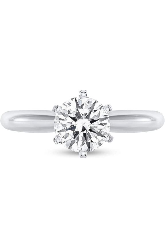 IGI Certified 1 Carat Diamond Solitaire Engagement Ring for Women in 14k White Gold Size 10 by Beverly Hills Jewelers