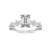 IGI Certified 1 Carat Emerald Shape Lab Grown Diamond Engagement Ring | 14K White Gold | Dorothea Side Stone Diamond Ring | FG-VS1-VS2 Quality Friendly Diamonds