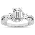 thumbnail image 1 of IGI Certified 1 Carat Emerald Shape Lab Grown Diamond Engagement Ring | 14K White Gold | Odette Three Stone Bypass Diamond Ring | FG-VS1-VS2 Quality Friendly Diamonds, 1 of 5
