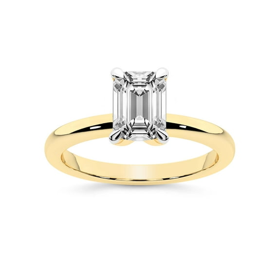 IGI Certified 1 Carat Emerald Shape Lab Grown Diamond Engagement Ring | 14K Yellow Gold | Matilda Leaf Petal Solitaire Diamond Ring | FG-VS1-VS2 Quality Friendly Diamonds