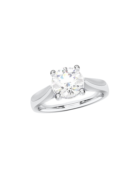 IGI Certified 1 Carat F Color and VS clarity Round Lab Grown Diamond Solitaire Engagement Ring for Women Made in 14K White Gold Size 9