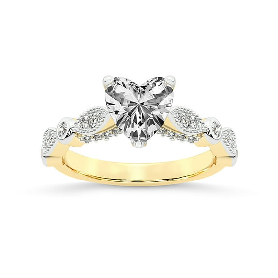 IGI Certified 1 Carat Heart Shape Lab Grown Diamond Engagement Ring | 14K Yellow Gold |Larisa Side Stone Diamond Ring | FG-VS1-VS2 Quality Friendly Diamonds