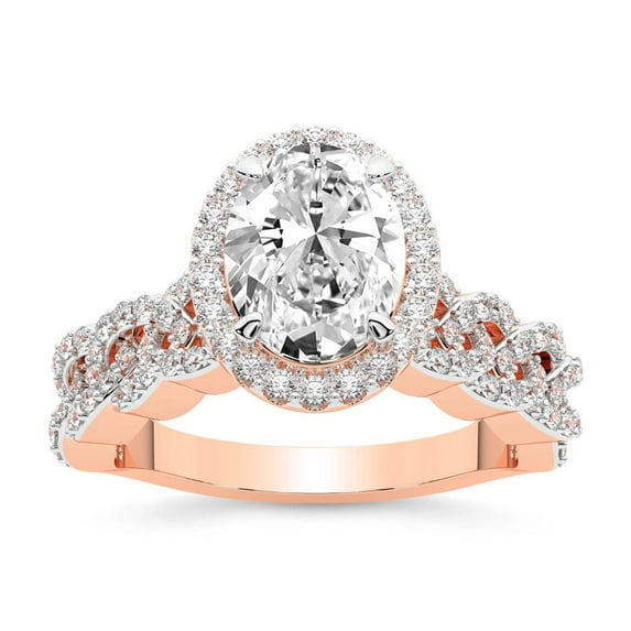 IGI Certified 1 Carat Oval Shape Lab Grown Diamond Engagement Ring | 14K Rose Gold | Imperiella Halo Celtic Knot Diamond Ring | FG-VS1-VS2 Quality Friendly Diamonds