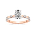 thumbnail image 1 of IGI Certified 1 Carat Oval Shape Lab Grown Diamond Engagement Ring | 14K Rose Gold | Majestic Love Diamond Accent Ring | FG-VS1-VS2 Quality Friendly Diamonds, 1 of 5