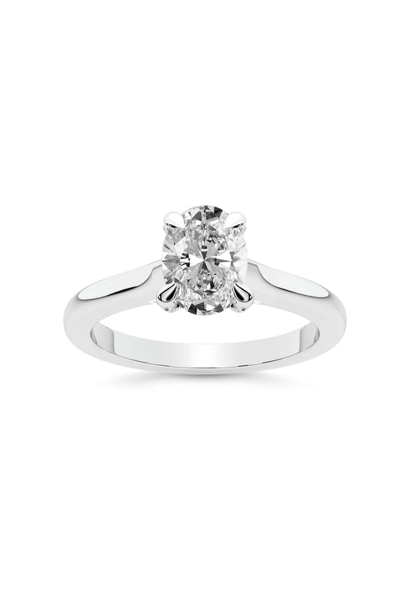IGI Certified 1 Carat Oval Shape Lab Grown Diamond Engagement Ring | 14K White Gold | Agnes Criss Cross Prong Solitaire Diamond Ring | FG-VS1-VS2 Quality Friendly Diamonds