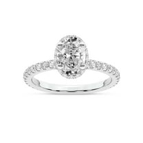 IGI Certified 1 Carat Oval Shape Lab Grown Diamond Engagement Ring | 14K White Gold | Cleopatra Halo Diamond Ring | FG-VS1-VS2 Quality Friendly Diamonds