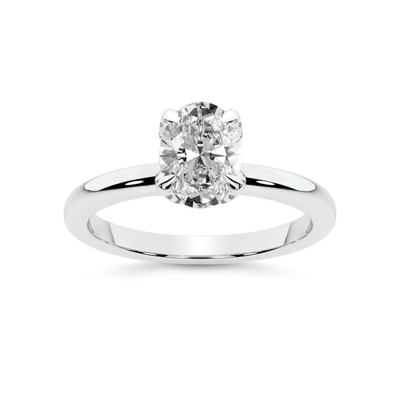 IGI Certified 1 Carat Oval Shape Lab Grown Diamond Engagement Ring | 14K White Gold | Mabel Petal Solitaire Diamond Ring | FG-VS1-VS2 Quality Friendly Diamonds