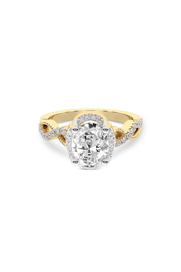 IGI Certified 1 Carat Oval Shape Lab Grown Diamond Engagement Ring | 14K Yellow Gold | Astoré Channel Glided Diamond Ring | FG-VS1-VS2 Quality Friendly Diamonds