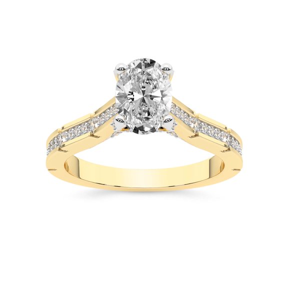 IGI Certified 1 Carat Oval Shape Lab Grown Diamond Engagement Ring | 14K Yellow Gold | Delphie Channel Set Diamond Ring | FG-VS1-VS2 Quality Friendly Diamonds