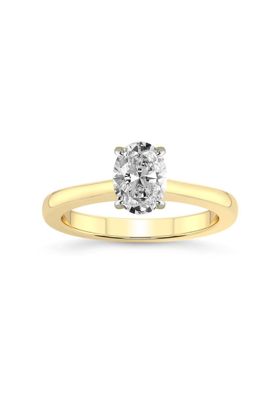 IGI Certified 1 Carat Oval Shape Lab Grown Diamond Engagement Ring | 14K Yellow Gold | Demi Four Prong Lab Diamond Ring | FG-VS1-VS2 Quality Friendly Diamonds