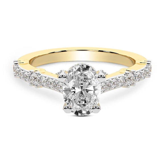 IGI Certified 1 Carat Oval Shape Lab Grown Diamond Engagement Ring | 14K Yellow Gold | Odyssey Hidden Halo Diamond Ring | FG-VS1-VS2 Quality Friendly Diamonds