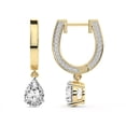 thumbnail image 1 of IGI Certified 1 Carat Pear Shape Lab Grown Diamond Earrings | 14K Yellow Gold | Midnight Charms Hoop Lab Diamond Earrings | Prong Setting | FG-VS1-VS2 Quality Friendly Diamonds, 1 of 5