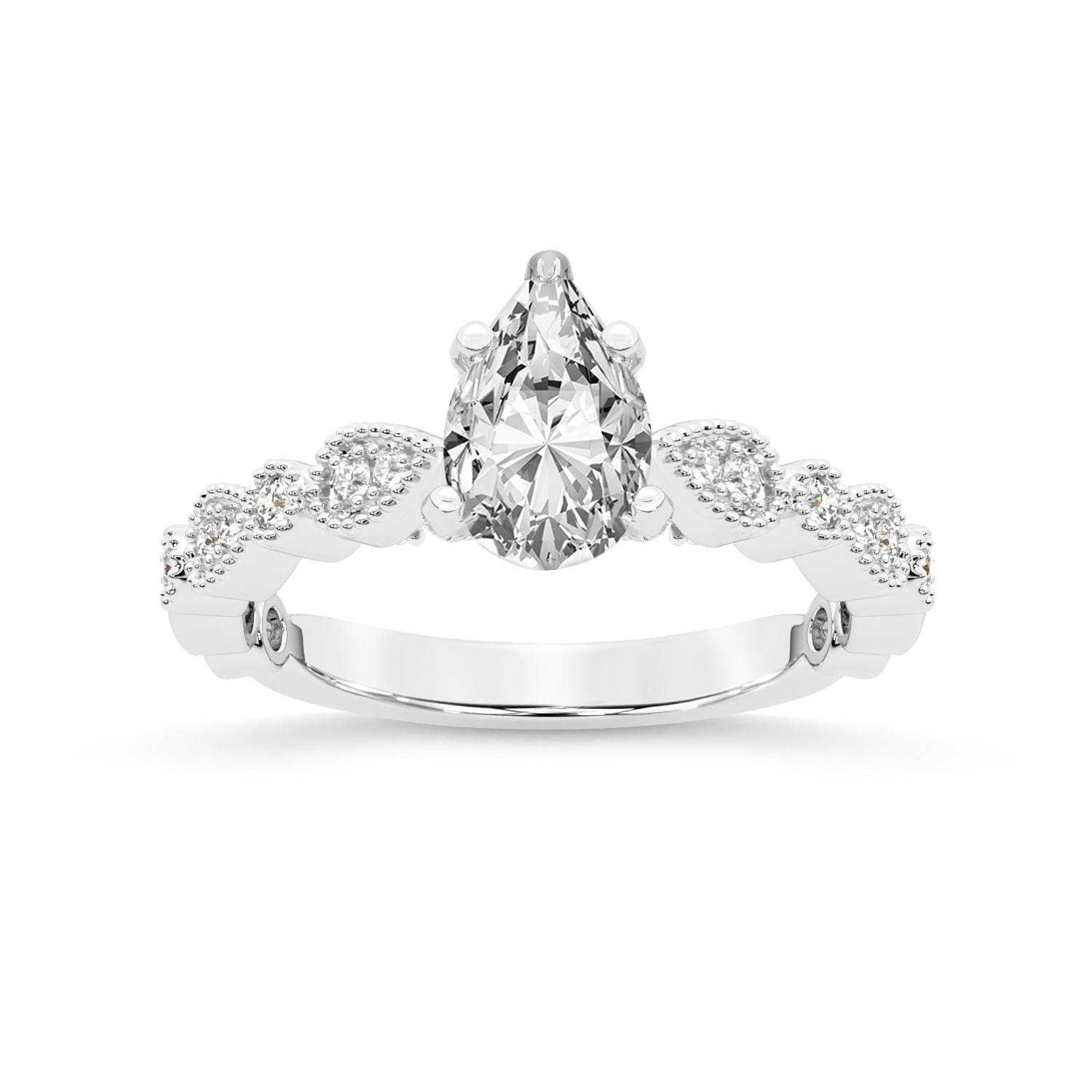 IGI Certified 1 Carat Pear Shape Lab Grown Diamond Engagement Ring ...