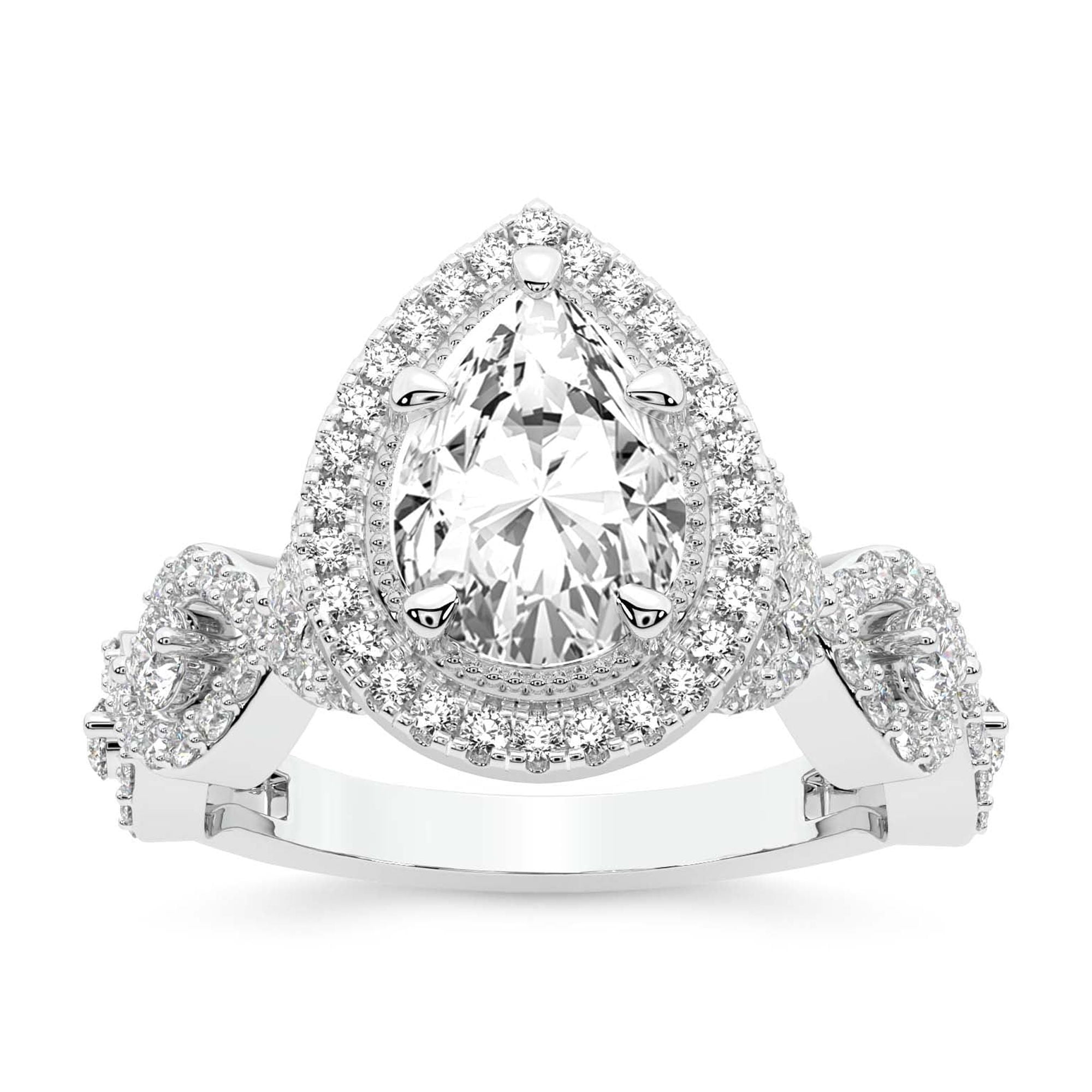 IGI Certified 1 Carat Pear Shape Lab Grown Diamond Engagement Ring ...
