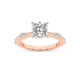 thumbnail image 1 of IGI Certified 1 Carat Princess Shape Lab Grown Diamond Engagement Ring | 14K Rose Gold | Theodora Six Prong Side Stone Diamond Ring | FG-VS1-VS2 Quality Friendly Diamonds, 1 of 6