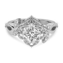 IGI Certified 1 Carat Princess Shape Lab Grown Diamond Engagement Ring | 14K White Gold | Garden Bloom Side Stone Diamond Ring | FG-VS1-VS2 Quality Friendly Diamonds