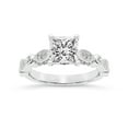 thumbnail image 1 of IGI Certified 1 Carat Princess Shape Lab Grown Diamond Engagement Ring | 14K White Gold | Larisa Side Stone Diamond Ring | FG-VS1-VS2 Quality Friendly Diamonds, 1 of 5