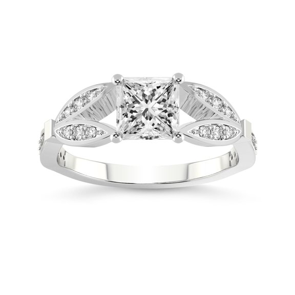 IGI Certified 1 Carat Princess Shape Lab Grown Diamond Engagement Ring | 14K White Gold | Nova Split Shank Vintage Diamond Ring | FG-VS Quality Friendly Diamonds