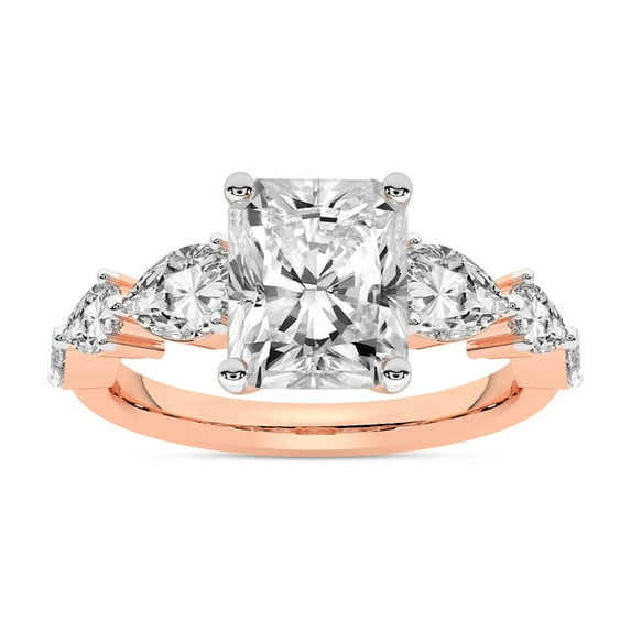 IGI Certified 1 Carat Radiant Shape Lab Grown Diamond Engagement Ring | 14K Rose Gold | Frances Side Stone Diamond Ring | FG-VS1-VS2 Quality Friendly Diamonds