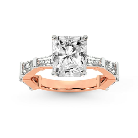 IGI Certified 1 Carat Radiant Shape Lab Grown Diamond Engagement Ring | 14K Rose Gold | Gizele Tapered Side Stone Diamond Ring | FG-VS1-VS2 Quality Friendly Diamonds