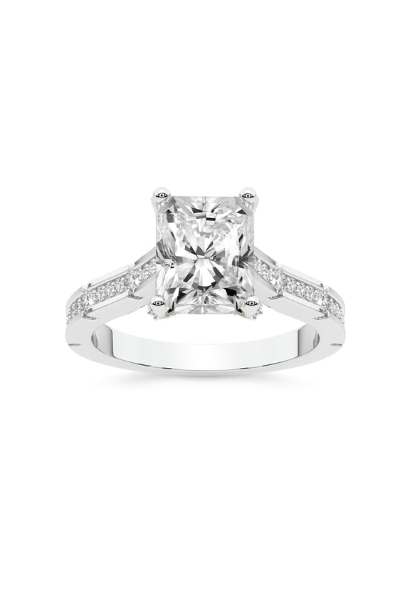 IGI Certified 1 Carat Radiant Shape Lab Grown Diamond Engagement Ring | 14K White Gold | Delphie Channel Set Diamond Ring | FG-VS1-VS2 Quality Friendly Diamonds