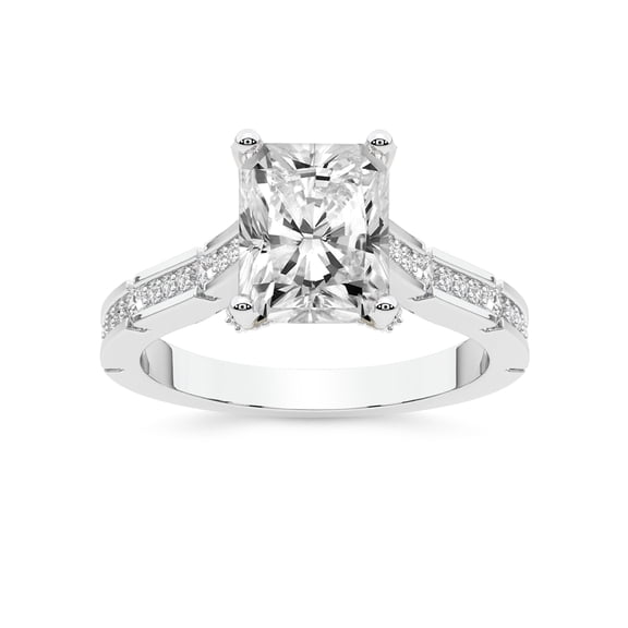 IGI Certified 1 Carat Radiant Shape Lab Grown Diamond Engagement Ring | 14K White Gold | Delphie Channel Set Diamond Ring | FG-VS1-VS2 Quality Friendly Diamonds