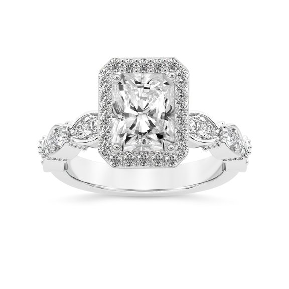 IGI Certified 1 Carat Radiant Shape Lab Grown Diamond Engagement Ring | 14K White Gold |Micaela Halo Diamond Ring | FG-VS1-VS2 Quality Friendly Diamonds