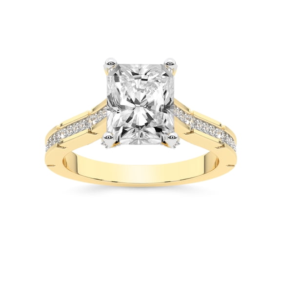 IGI Certified 1 Carat Radiant Shape Lab Grown Diamond Engagement Ring | 14K Yellow Gold | Delphie Channel Set Diamond Ring | FG-VS1-VS2 Quality Friendly Diamonds