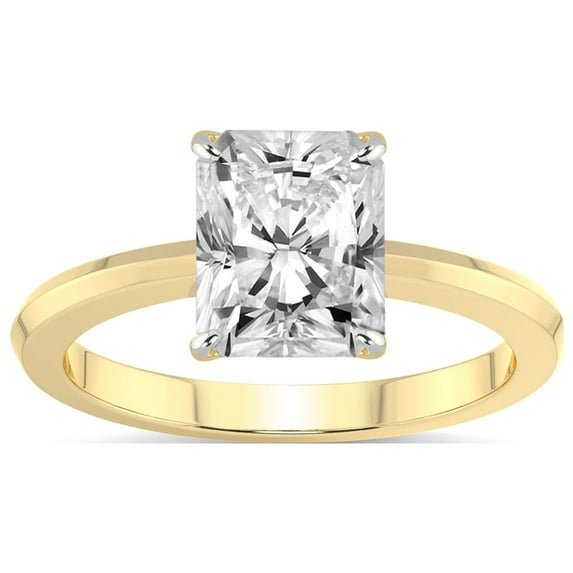 IGI Certified 1 Carat Radiant Shape Lab Grown Diamond Engagement Ring | 14K Yellow Gold | Eva Six Prong Knife Edge Lab Diamond Ring | FG-VS1-VS2 Quality Friendly Diamonds