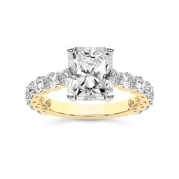 IGI Certified 1 Carat Radiant Shape Lab Grown Diamond Engagement Ring | 14K Yellow Gold | Genelia Side Stone Diamond Ring | FG-VS1-VS2 Quality Friendly Diamonds