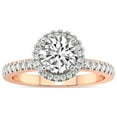 thumbnail image 1 of IGI Certified 1 Carat Round Shape Lab Grown Diamond Engagement Ring | 14K Rose Gold |Elle Classic Halo Diamond Ring | FG-VS1-VS2 Quality Friendly Diamonds, 1 of 6