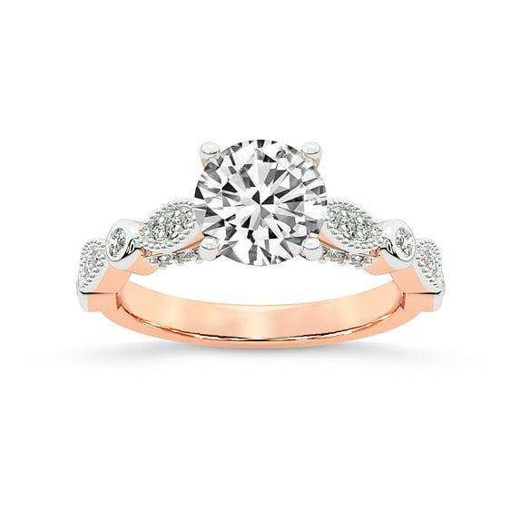 IGI Certified 1 Carat Round Shape Lab Grown Diamond Engagement Ring | 14K Rose Gold |Larisa Side Stone Diamond Ring | FG-VS1-VS2 Quality Friendly Diamonds
