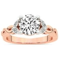 thumbnail image 1 of IGI Certified 1 Carat Round Shape Lab Grown Diamond Engagement Ring | 14K Rose Gold |Letitia Side Stone Diamond Ring | FG-VS1-VS2 Quality Friendly Diamonds, 1 of 5
