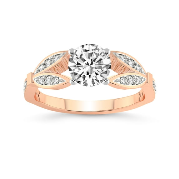 IGI Certified 1 Carat Round Shape Lab Grown Diamond Engagement Ring | 14K Rose Gold | Nova Split Shank Vintage Diamond Ring | FG-VS Quality Friendly Diamonds