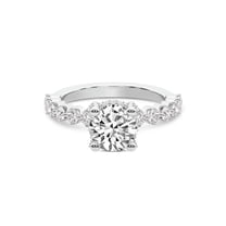 IGI Certified 1 Carat Round Shape Lab Grown Diamond Engagement Ring | 14K White Gold | Caitronia Floating Side Stones Diamond Ring | FG-VS1-VS2 Quality Friendly Diamonds