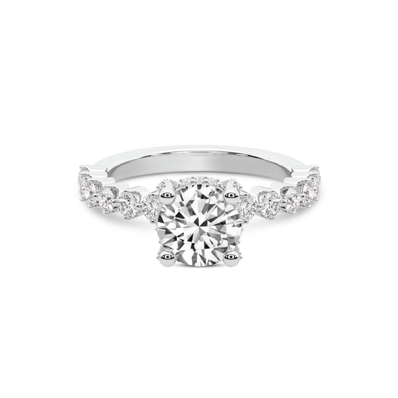 IGI Certified 1 Carat Round Shape Lab Grown Diamond Engagement Ring | 14K White Gold | Caitronia Floating Side Stones Diamond Ring | FG-VS1-VS2 Quality Friendly Diamonds