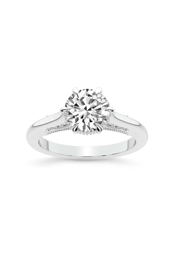 IGI Certified 1 Carat Round Shape Lab Grown Diamond Engagement Ring | 14K White Gold | Esther Tacori Style Solitaire Diamond Ring | FG-VS1-VS2 Quality Friendly Diamonds